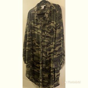 Shear Camo, Kimono with collar and long sleeves